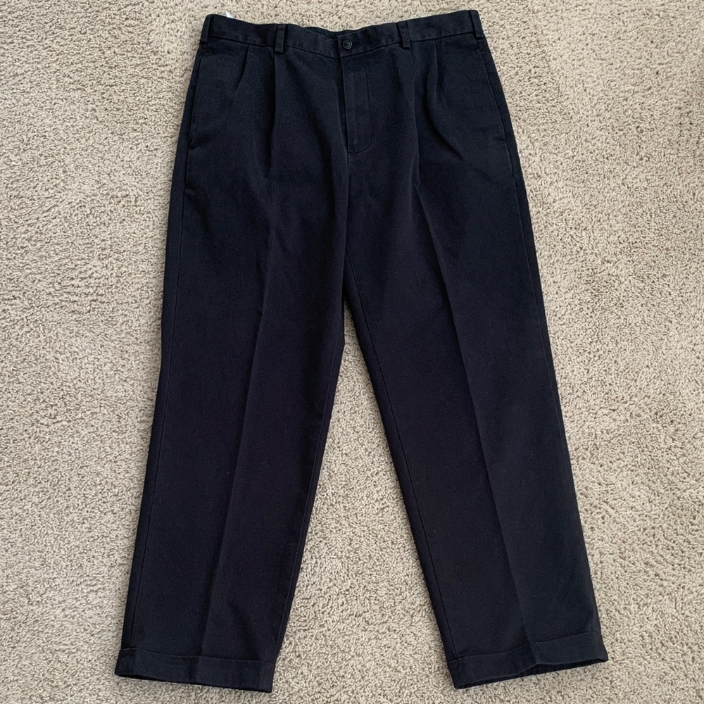 Brooks Brothers Men's Black Pleated Cuffed Pants 36/30